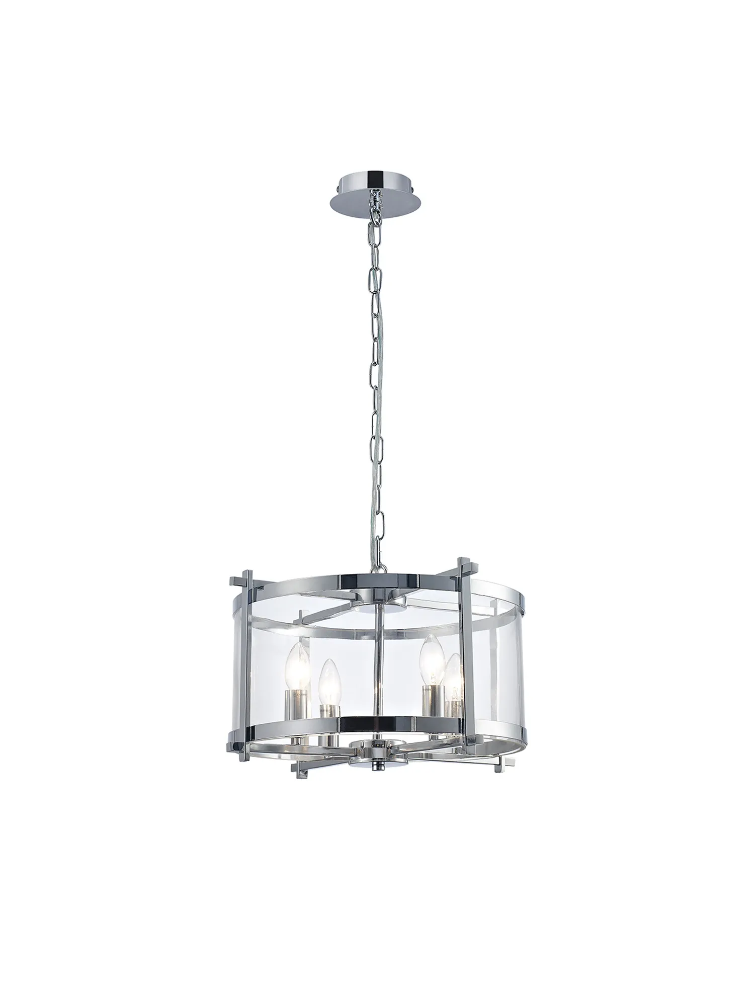 Nolan 46cm Glass Pendant 4 Light Polished Chrome D0089  Deco Nolan